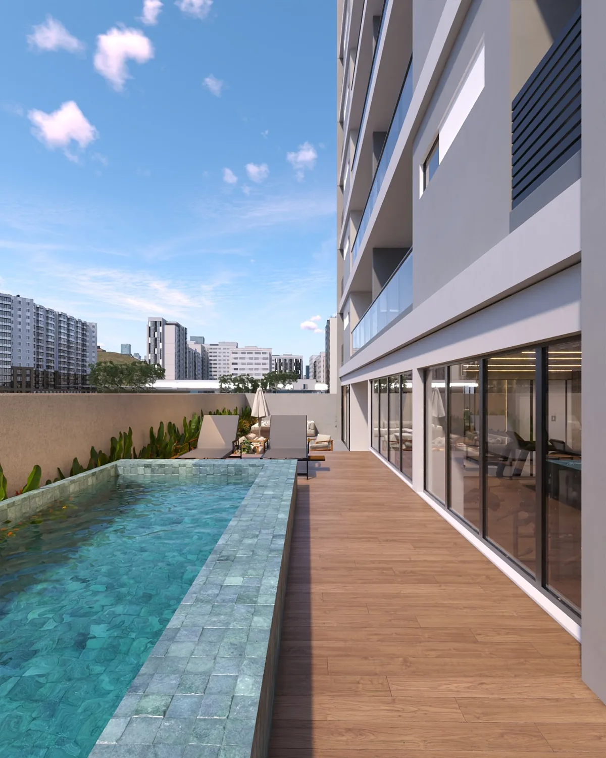 Piscina com deck do Pinot Blanc